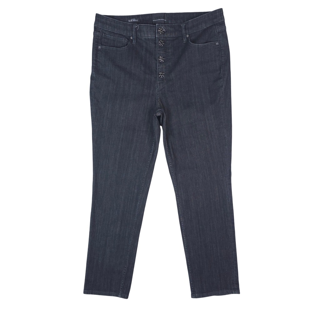 White House Black Market Slim Ankle Jeans Women 14 Dark Wash High Rise